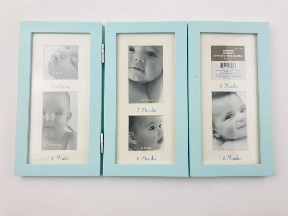 Blue Baby First Year Picture Frame Trifold Hinged 6 Photos Months Target Home Ma